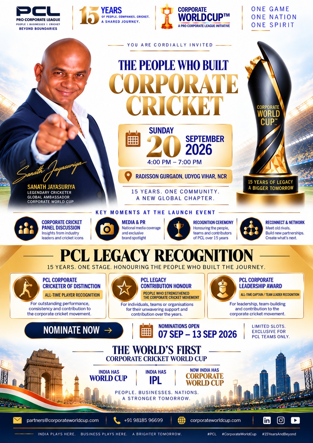 Sanath Jayasuriya, legendary cricketer and Corporate World Cup global ambassador